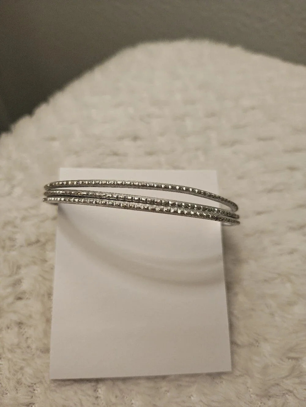 Silvertone  Textured Stackable Bangle Bracelet Set - Women